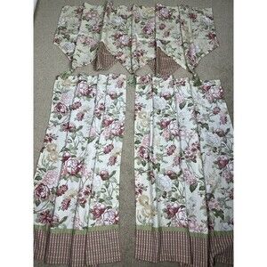 Home Trends‎ Orchard Scarsdale Floral Rose Tassel Valance Panels Set Cottagecore